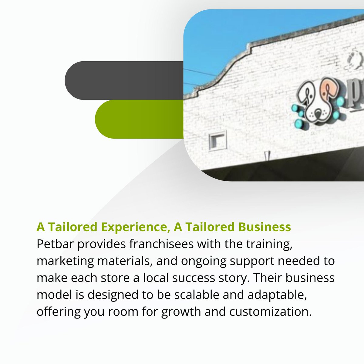 GoFranPlanet's tweet image. Transform the way your community thinks about pet care with a Petbar franchise. Offering more than just grooming, Petbar delivers a luxury experience that sets you apart.

Find Petbar on FranPlanet: franplanet.com/petbar

#PetBar #FranPlanet