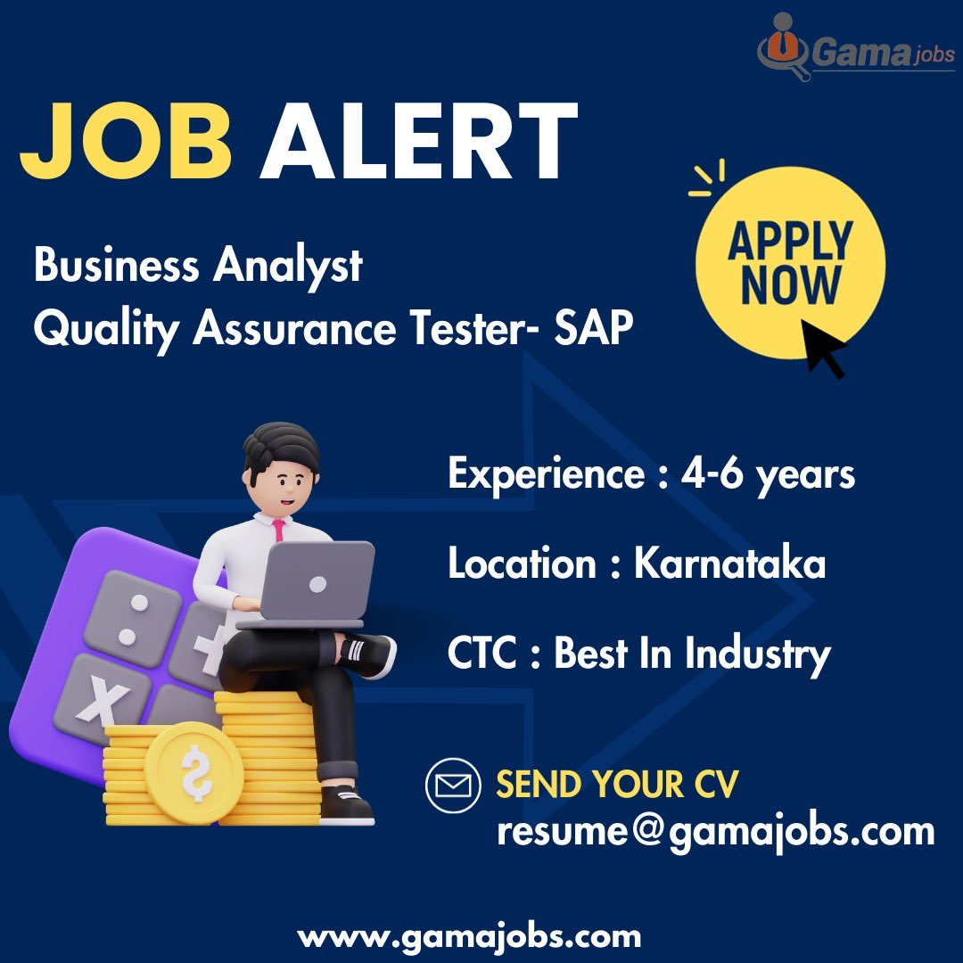 Apply Here : gamajobs.com/job_detail/ind…

#jobseekers #jobsearch #jobs #job #hiring #recruitment #jobsearching #jobseeker #career #jobhunt #employment #jobopportunity #SAP #developer #analystjobs