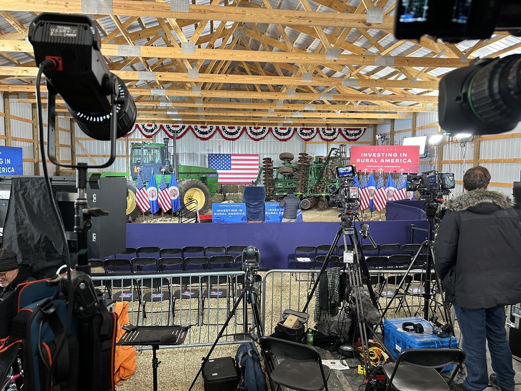 corinhoggard's tweet photo. We’re at Dutch Creek Farms in Northfield, MN, where President Biden will highlight help for rural America — announcing $5 billion+ in spending to help agriculture interests adapt to climate change, as well as expanding high-speed internet access and improving infrastructure. https://t.co/zeSredPl5j