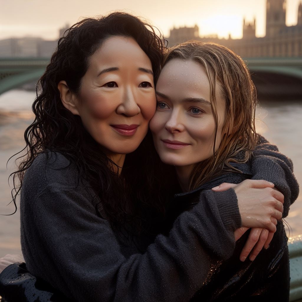 Eve and Villanelle happily together not fake at all look at this totally real picture so happy for them