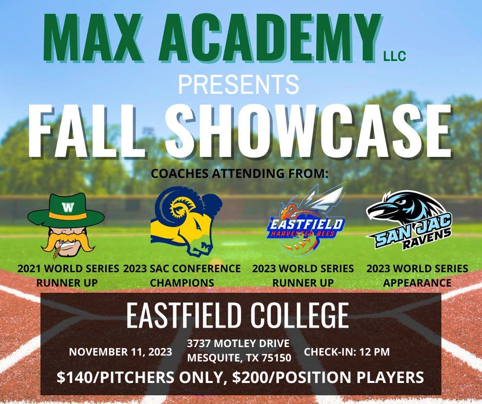 Spots are filling up fast for the last Max Baseball prospect camp of the year. Coaches from the top d1,d2,d3 juco and NAIA programs in the country will be in attendance. Last chance to be in front of coaches from some of the best programs in the country. 

forms.gle/c2ZAahwsuYiytq…