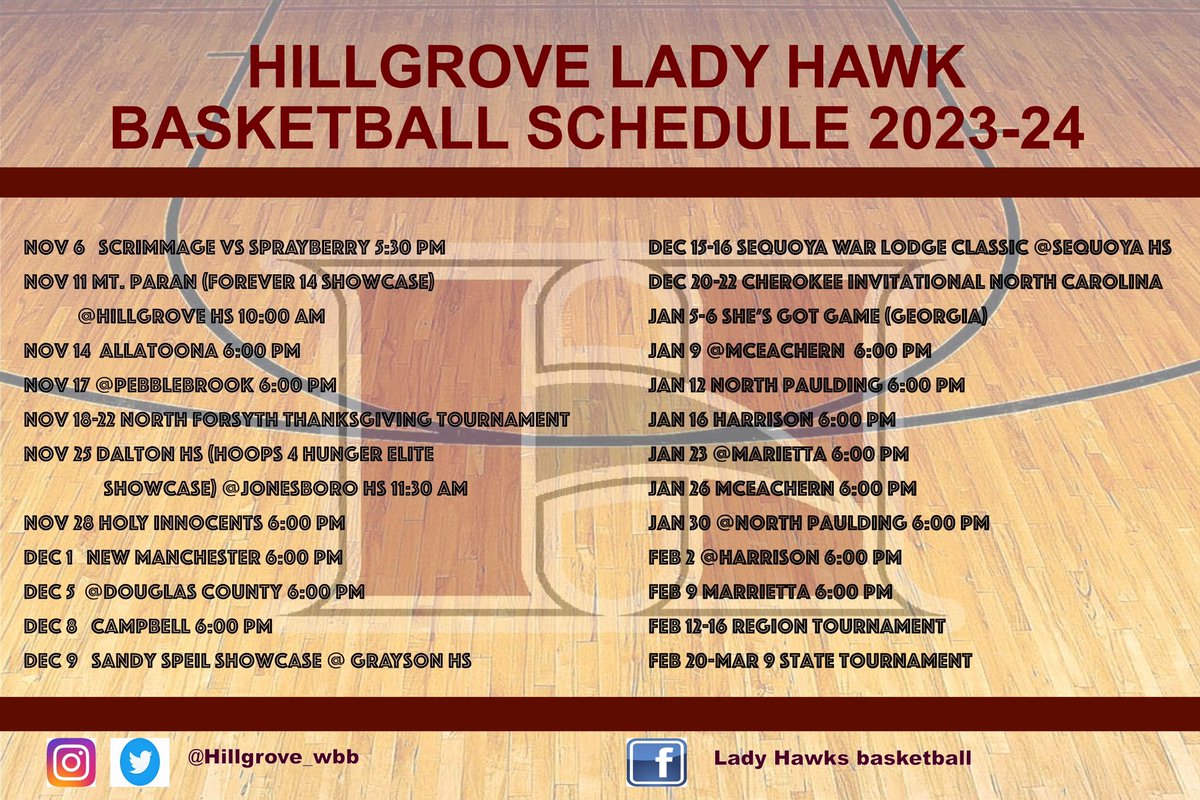 Basketball season is here! Our schedule is loaded with talented team! Let’s go! #ggod