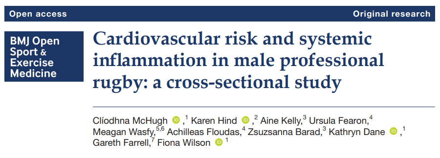 CliMcHugh's tweet photo. New paper and final study from my PhD: Cardiovascular risk and systemic inflammation in male professional rugby: a cross-sectional study. @BMJOpenSEM 

https://t.co/CMwihYLMkW

It's been an absolute pleasure to have worked with such a fantastic team to see this through! https://t.co/meHhcNvOCx