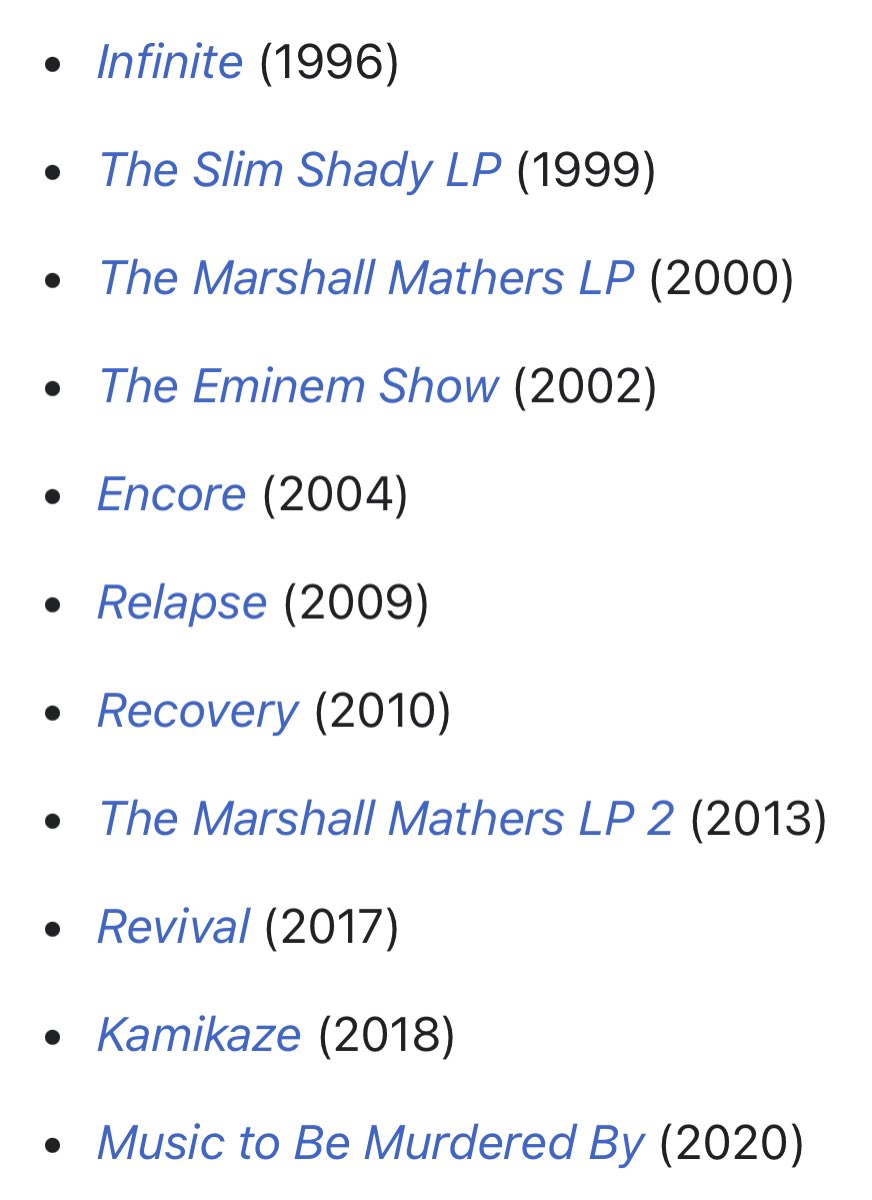 every eminem album ranked by release date, thoughts?