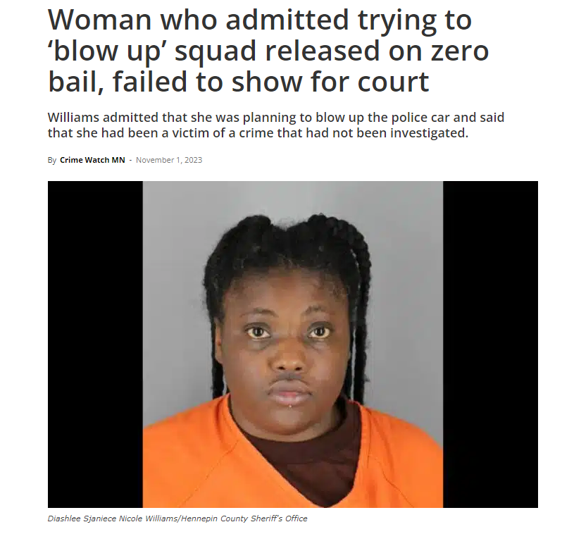 DefinesWomen's tweet photo. She tried to blow up a police car and they gave her no bail... https://t.co/67lz2UiBsH