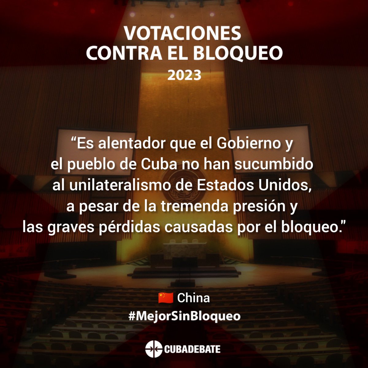 🇨🇳 China urge a EEUU 🇺🇲 a poner fin al bloqueo y actuar conforme al derecho internacional

El representante chino recordó que en las últimas décadas, la Asamblea General ha aprobado resoluciones sucesivas para poner fin al bloqueo a #Cuba 🇨🇺, por abrumadora mayoría.