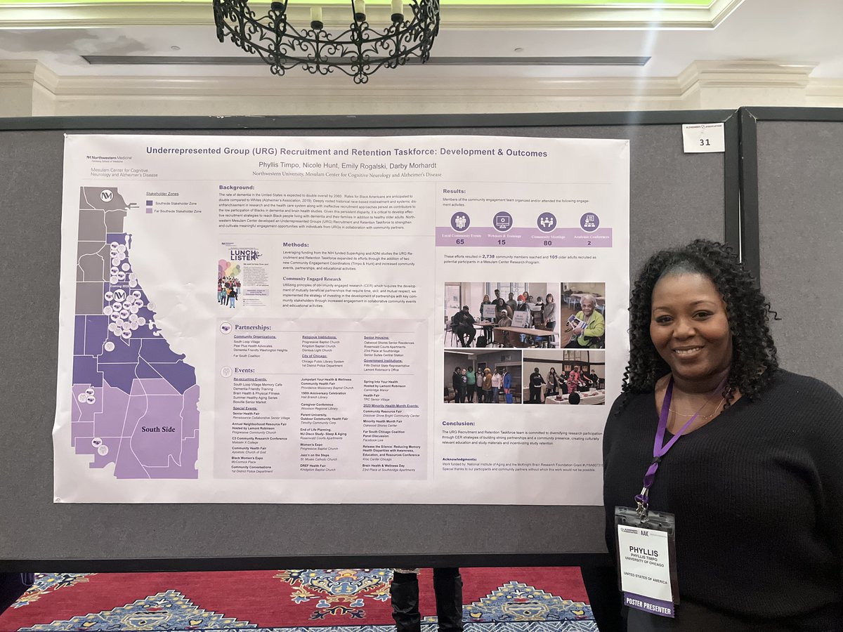 NUMesulamCenter's tweet photo. The Mesulam Center was thankful to be a part of all of the wonderful conversations during #AAIC Advancements Toward Health Equity in Alzheimer’s Disease & Related Dementias. The conference was a beautiful convergence of science, art, and equity. #HealthEquity23 @alzassociation https://t.co/kchyroQJ21