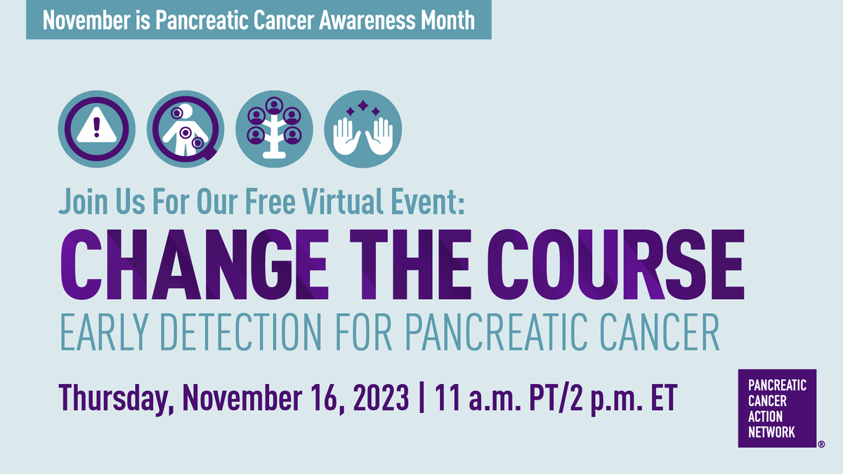 Join @PanCAN on World Pancreatic Cancer Day for a free, virtual event where researchers, clinicians and survivors will discuss the latest in early detection for #pancreaticcancer. Don't miss this informative conversation! RSVP at pancan.org/wpcd2023 #PanCANawareness