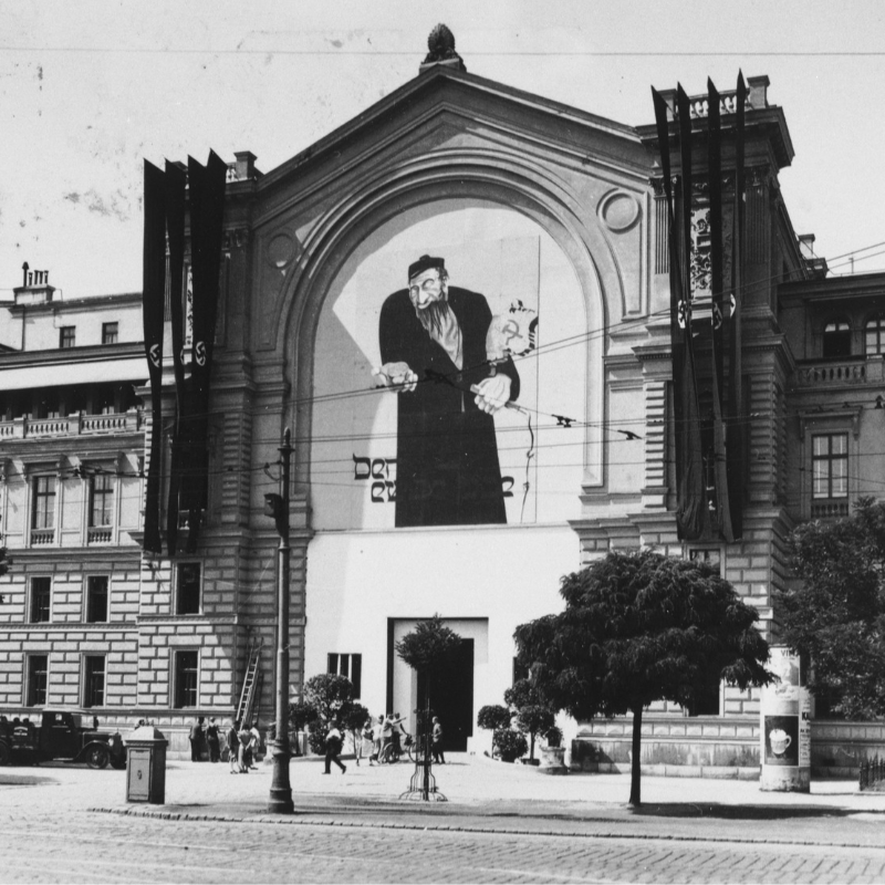 HolocaustMuseum's tweet photo. Antisemitic lies and stereotypes used to dehumanize Jewish people are nothing new. Nazi Germany employed a steady drumbeat of antisemitic propaganda reinforcing the myth that Jews were dirty, deceitful, and dangerous. Many Germans stayed silent as Jews were persecuted.