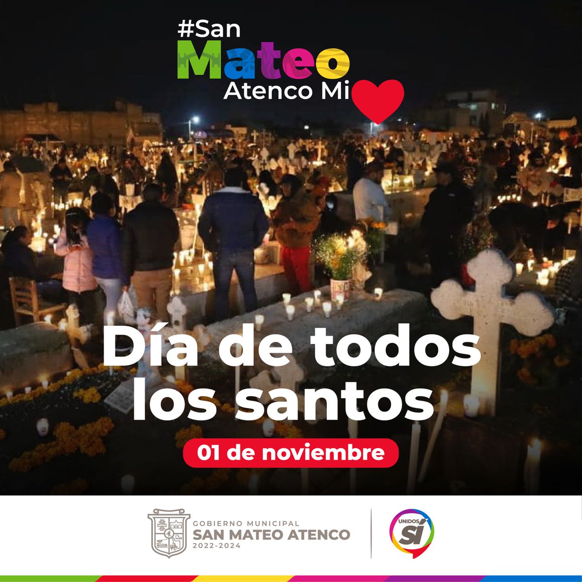 SanMateoAGob's tweet photo. 🗓️ #1deNov | El Día de #TodosLosSantos, es una fecha en el que las personas visitan los cementerios para recordar a sus seres queridos fallecidos, ofrecen oraciones y flores en sus tumbas, y disfrutan de alimentos tradicionales como el pan de muerto y calaveras de azúcar. 💀🌼 https://t.co/9mLIfuk95Z