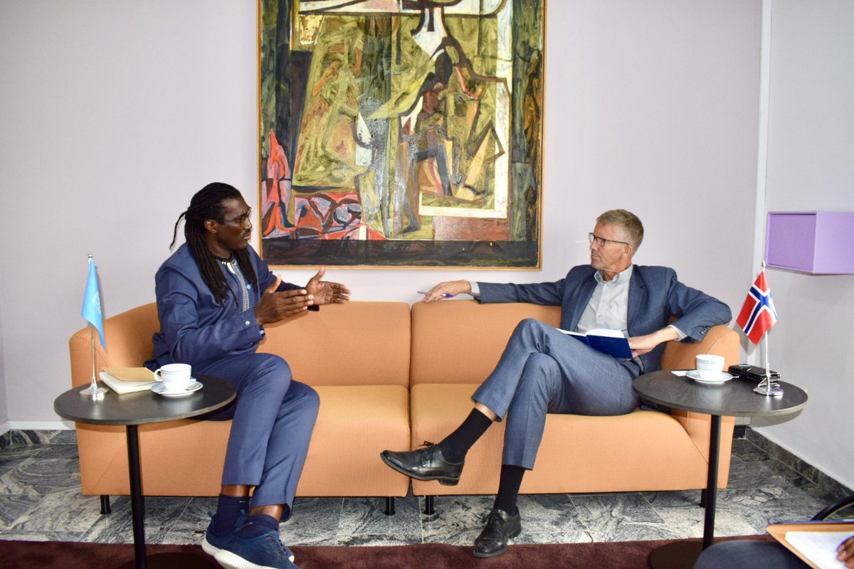 FAONigeria's tweet photo. To ensure sustained support to the @NigeriaGov and the people, strengthening partnerships is the key. @FAONigeria rep ad interim @DominiqueKoffy paid a courtesy call to @NorAmbNigeria H.E. Sevin Baera in his office  to build one the already established collaboration.
@FAOAfrica https://t.co/WdmJxm71BG
