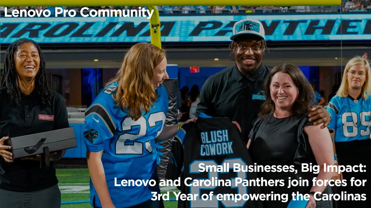 Lenovo for Business (@lenovobusiness) on Twitter photo From delicious delicacies to hidden gems, small businesses give our cities a sense of uniqueness and belonging. See how Lenovo partnered with the <a href="/Panthers/">Carolina Panthers</a> to contribute back to this community in our Evolve Small initiative: lnv.gy/3MmsKRo #CarolinaFootball #SmallBiz From delicious delicacies to hidden gems, small businesses give our cities a sense of uniqueness and belonging. See how Lenovo partnered with the <a href="/Panthers/">Carolina Panthers</a> to contribute back to this community in our Evolve Small initiative: lnv.gy/3MmsKRo #CarolinaFootball #SmallBiz