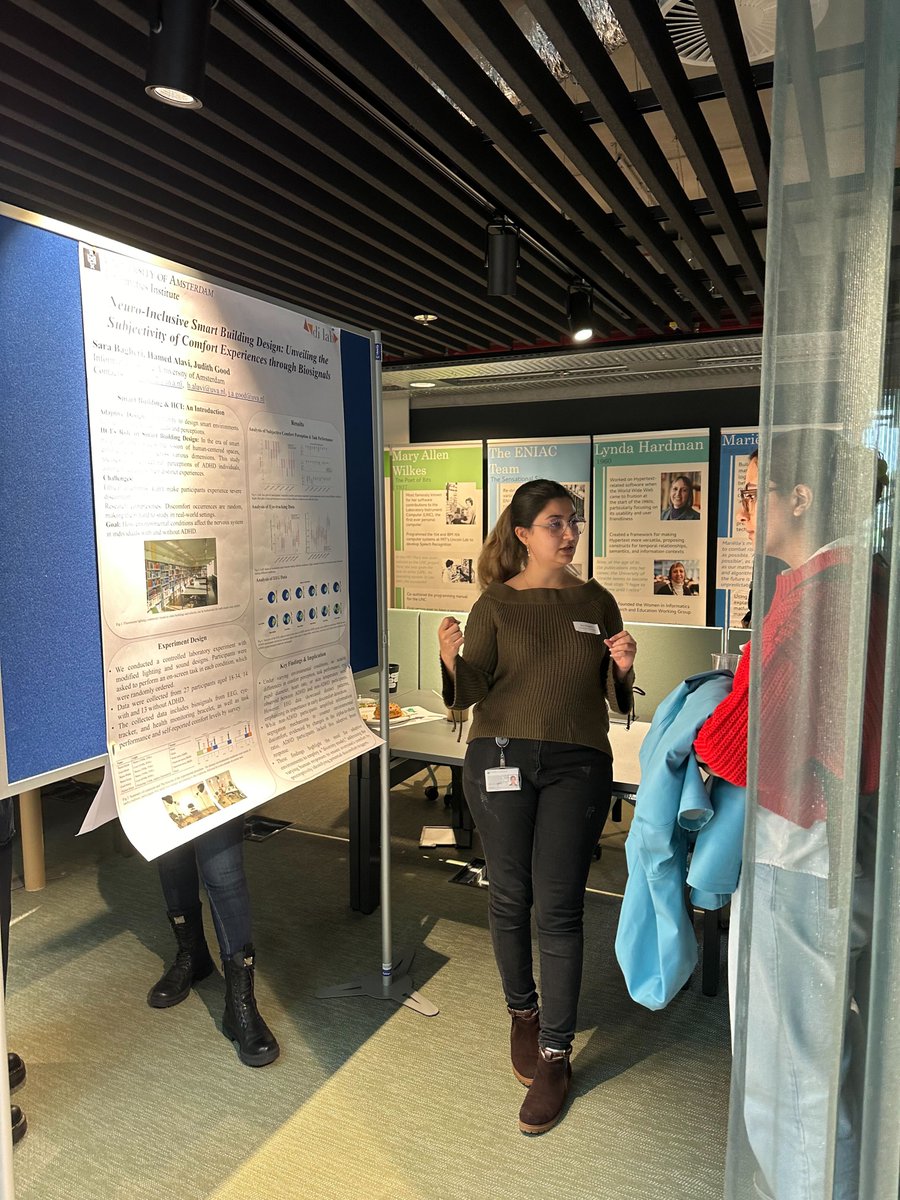 dilab_uva's tweet photo. Last Friday, we had an amazing time participating and sharing our posters at Alice &amp; Eve 2024 in @Lab42UvA, celebrating women in computing. The speakers were inspiring, and the closing panel on accessible technology was a highlight! @UvA_IvI https://t.co/sKVT6NtqWy