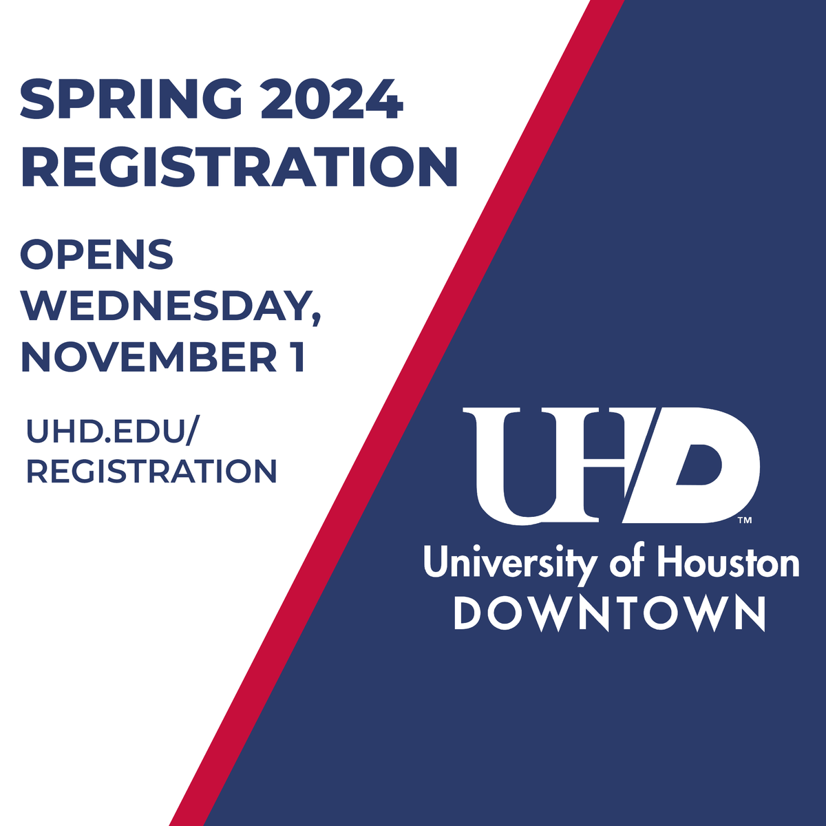 Spring 2024 registration is now OPEN! 🐊 Sign up today: uhd.edu/registration.