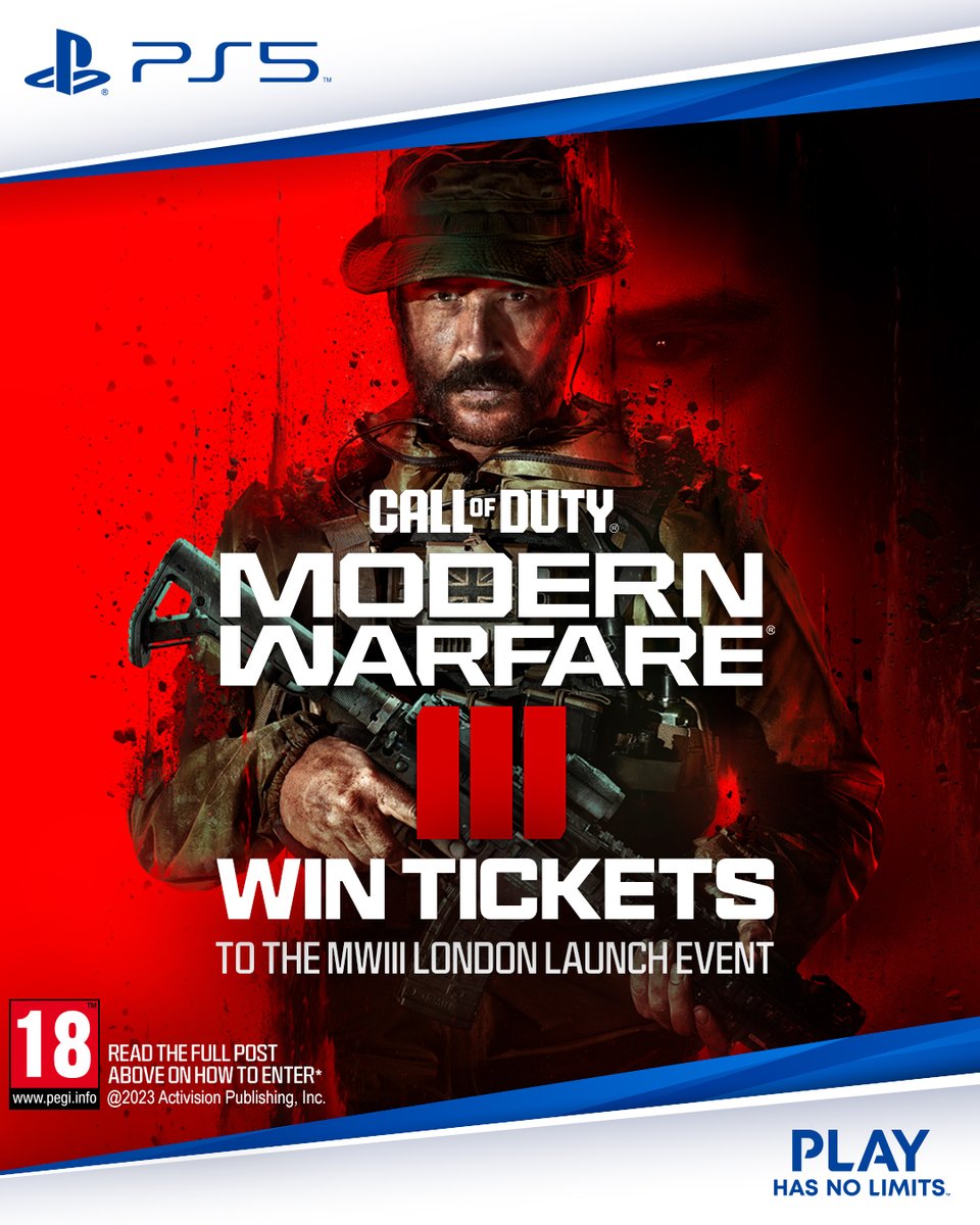 UK gamers... Final chance to win tickets to the <a href="/CallofDutyUK/">Call of Duty UK</a> &amp; <a href="/PlayStationUK/">PlayStation UK</a> MWIII London launch event!

Join Task Force 141 as they face off against the ultimate threat, elevate your gaming experience and feel every moment with the DualSense wireless controller’s Haptic