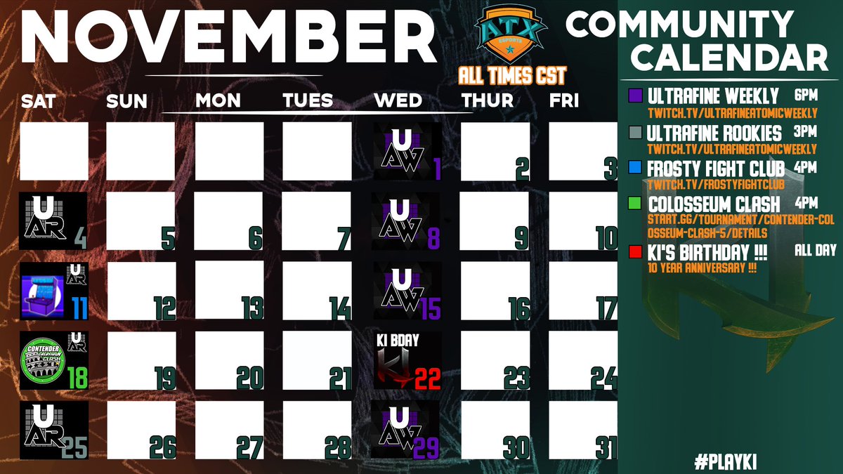 Happy November KI Family! Check out what the community leaders have in store for you this month! Also, on the 22nd is KI's 10 year anniversary! Maybe the big update is dropping then? We'll see! All these events are free to enter so check em out!