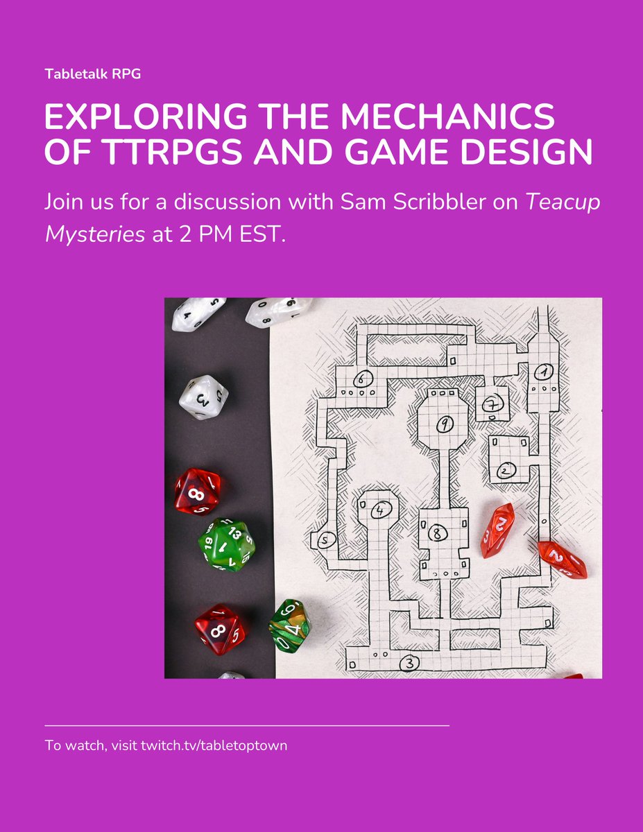 Bring your Q's and join us TODAY 2PM eatern on Twitch @SamScribbler00 #TabletopRPGs #GameDev