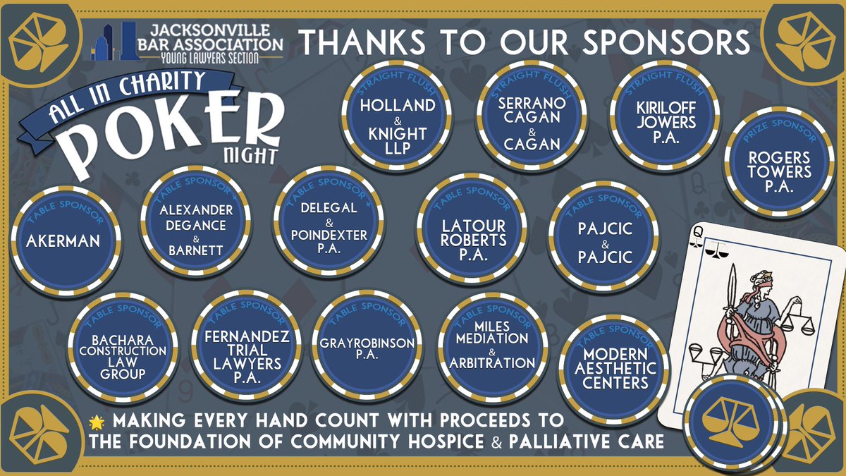DaveChauncey's tweet photo. I am President of the @myjaxbar @JaxBarYLS this year. Please join us for our "All In Charity Poker Event" raising support for Community PedsCare and Hospice who support children and individuals living with complex, chronic, life-limiting or advanced illnesses. Would love to see you there on November 15 at @bestbet_jax! Tickets and Player Sponsorship Packages are available. You may even get to play with @NateMonroeTU, @AnthonyReports, @JimmyPelusoCD7 and more attending as celebrity bounties. We will also have a silent auction with gifts from local businesses including @Jaguars, @JaxShrimp and @JaxIcemen. Give us a retweet and thank you to all who have contributed and hope to see more step out for those battling life limiting illness in our community. @FlaBarYLD @TheFlaBar #DUUUVAL Register at https://t.co/7WmxPe8hUw