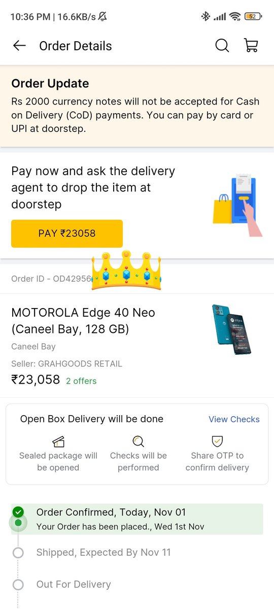 I've ordered a Motorola Edge 40 neo ( Caneel Bay 128GB ) variant 
If anyone requires it I'll change it to their address 
#motorola #edge40neo #ip68 #curveddisplay #INDvsSL #BCCI