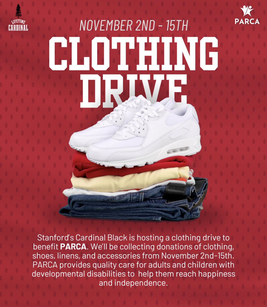 The clothing drive starts tomorrow! Come out and donate for a great cause! <a href="/Lifetime_Card/">Lifetime Cardinal</a>