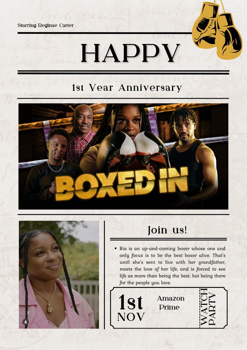 Happy 1 year Boxed In anniversary...Nae's lead breakout role. I am so looking forward to seeing #ReginaeCarter in more lead roles! 🔥 #BlackActress #BlackGirlMagic #BlackExcellence 

#Naevember♐️ 
#NaeDAY 🖤 
#Boxedin 🥊 
#RealNaebaes4life 🥰