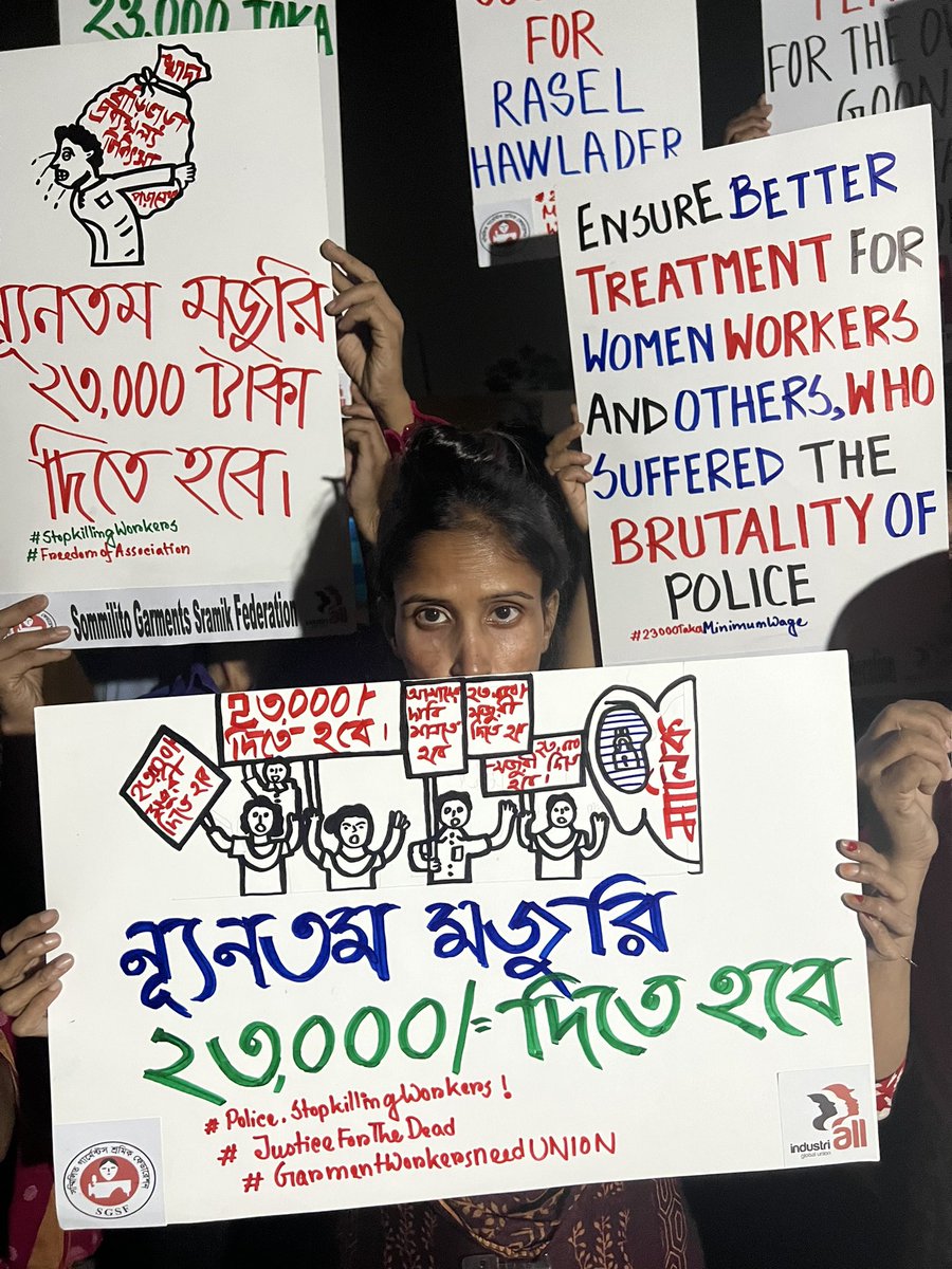 labourstart's tweet photo. IndustriALL_GU: RT @NazmaAkter73: SGSF demanding from the #Government to declare #23000TakaMinimumWage as the death & injury of innocent workers like #RaselHowlader & many others piles up. We demand #Justice for #Rasel_Howladar & others,false cases must… https://t.co/4QTKqhB6ga