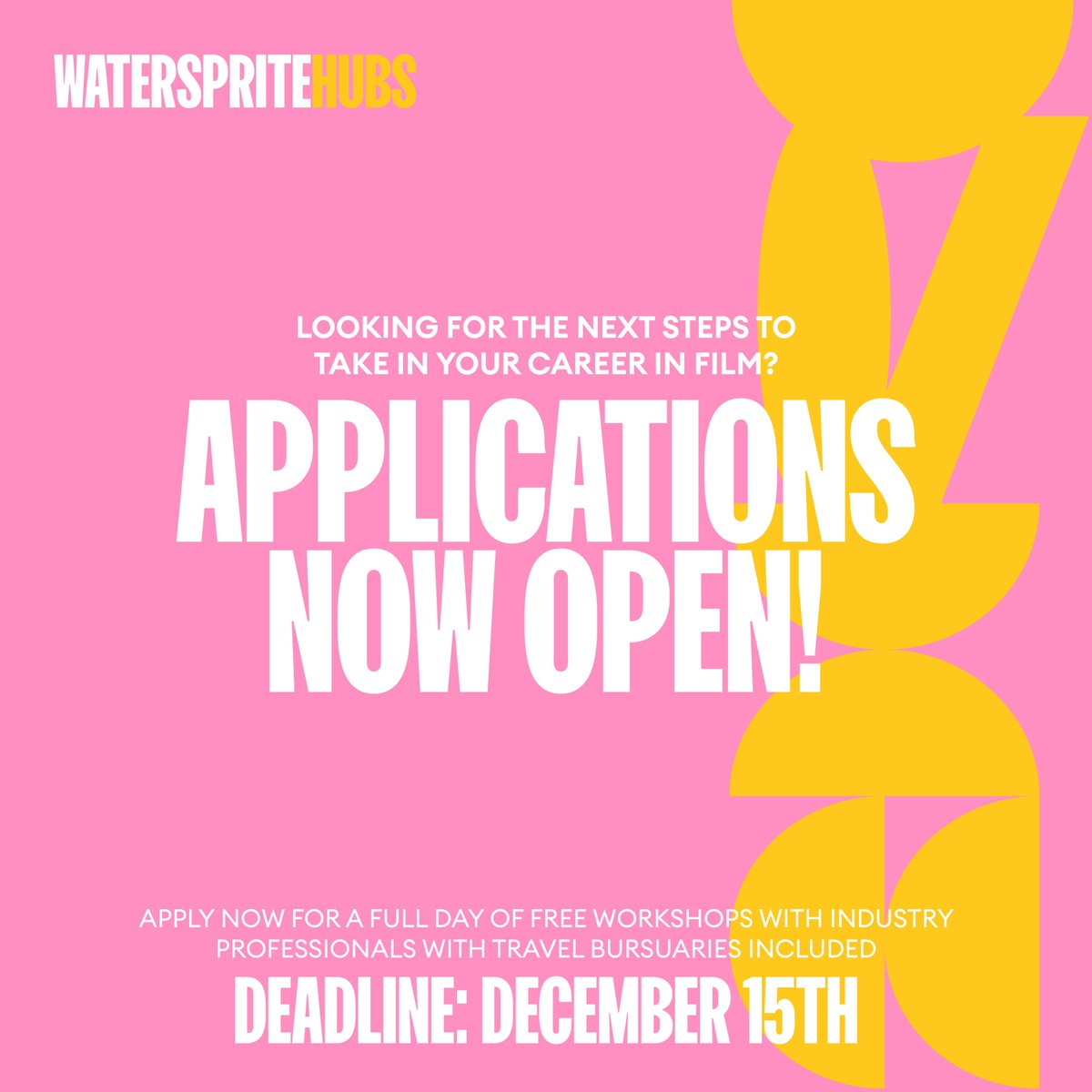 WaterspriteFilm's tweet image. 📣We're thrilled to announce the launch of Watersprite Hubs: a FREE TRAINING opportunity for emerging filmmakers across the UK from industry professionals!
⏰ Deadline 15th December, 23:59 GMT.
🔗Visit watersprite.org.uk/hubs  for more details and how to apply!