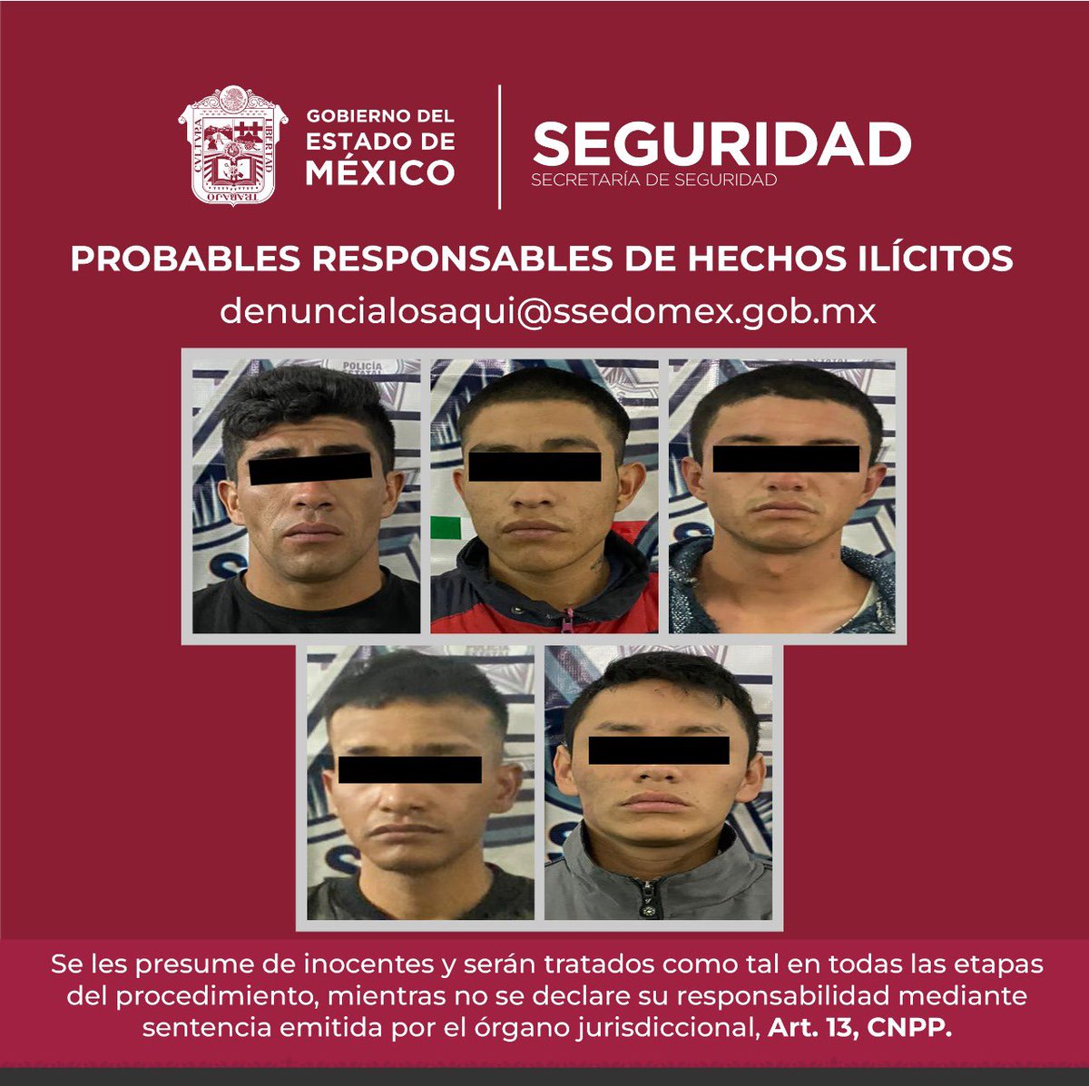 SS_Edomex's tweet photo. Personal de la #UIIP detuvo en #Huehuetoca a cinco probables implicados en delitos contra la salud, portación de arma de fuego y prohibida, así como uso indebido de insignias.
⭕️ Se decomisaron más de 200 empaques de aparente droga, armas y chalecos balísticos. https://t.co/Lv4lcBqix3