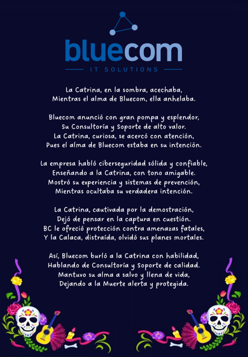 bluecom_it's tweet photo. La Catrina ya lo sabe, tú ¿Qué esperas? 🌺💀🌺 Contáctanos!
Bluecom, celebrando nuestras tradiciones✨
#Bluecom #it #Ciberseguridad #SoporteTécnico #consultoria #tecnologia #DiaDeMuertos https://t.co/iFBiNGc2LZ
