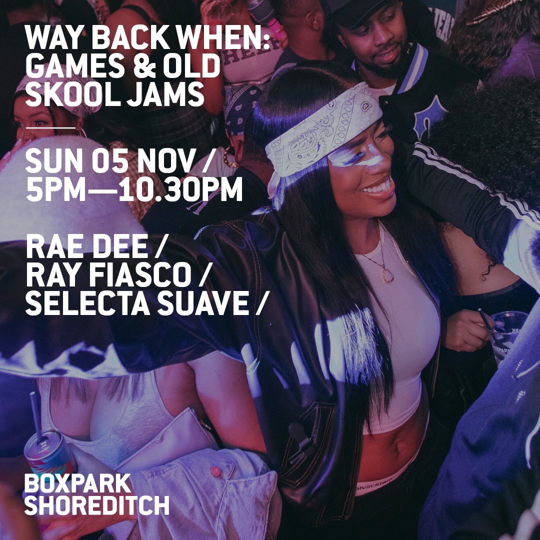 boxpark's tweet photo. HELLO NOVEMBER!🤩
 
WED: @knox38s 
THU: Post Work Pop Party  // @BaileLDN 
FRI: @RampageSound 
SAT: Lip Sync Battle - Boxpark Bottomless Brunch // @CoorsBeer Saturday Sessions
SUN: Way Back When - Games &amp; Old Skl 

For more info &amp; tix, link in bio!

#londonevents #eventsinlondon https://t.co/yrjx84ldYS