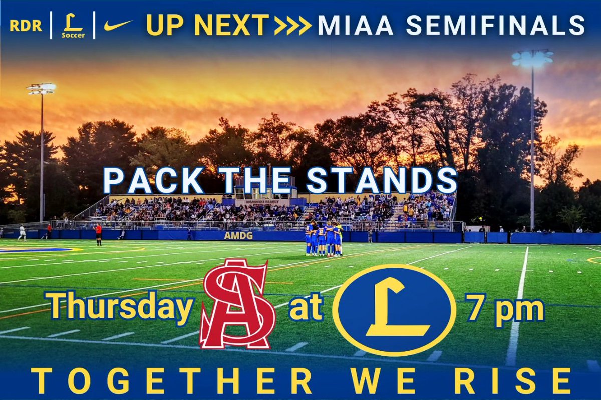 SoccerDons's tweet photo. β³οΈπUp Nxt >>> Home Semifinal vs. Spalding under the lights Thursday night! Kickoff set for 7pm! Let's PACK THE STANDS! π΅π‘β½οΈ#BlueAllDay #RDR #AMDG https://t.co/E84ZtFzdC0