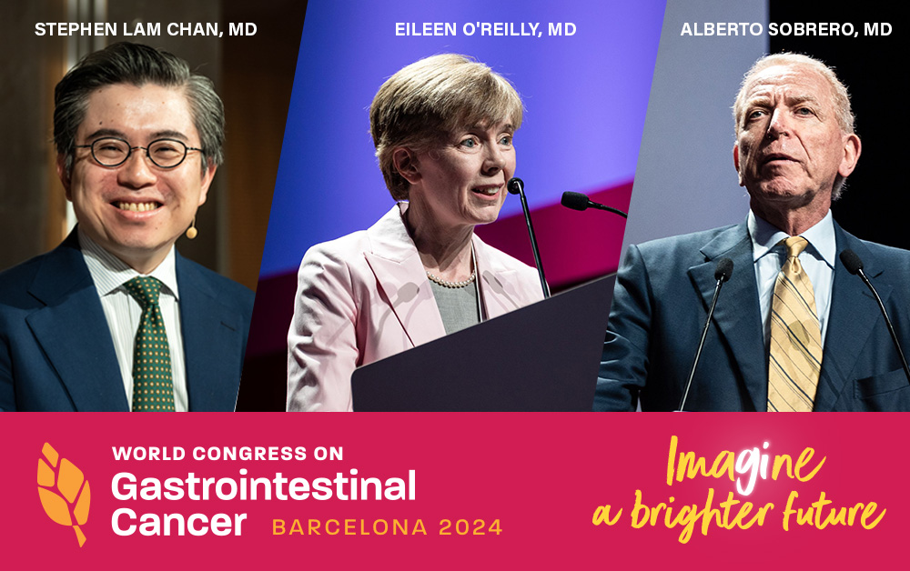 We are excited to announce the Chairs for the 26th World Congress on Gastrointestinal Cancer: Stephen Lam Chan, MD, of the The Chinese University of Hong Kong; Eileen M. O’Reilly, MD, of Memorial Sloan Kettering Cancer Center in New York City; and Alberto F. Sobrero, MD, of