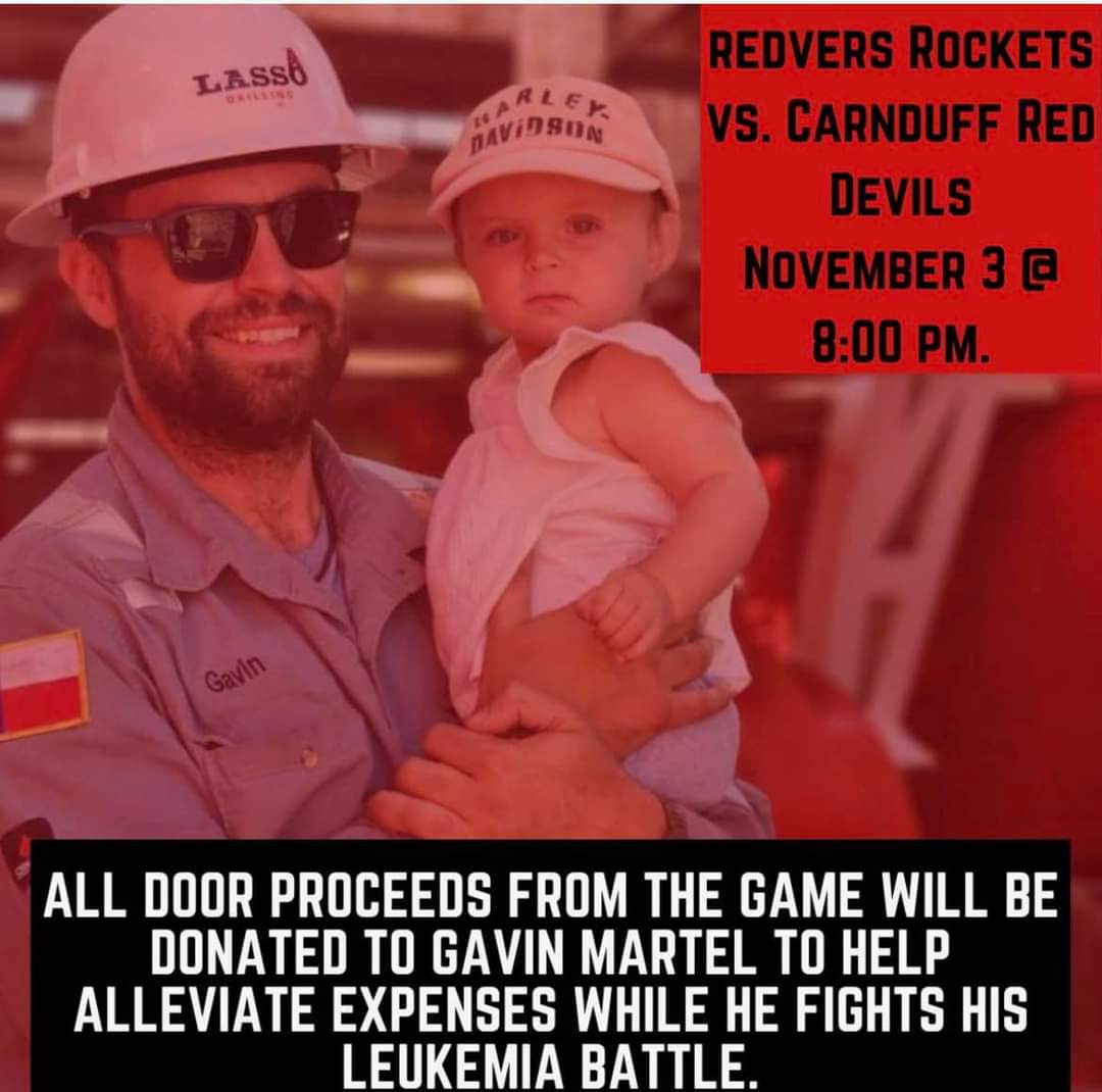 RedversRockets's tweet image. Rockets open up the season this Friday vs @Red_Devils1937.
Guaranteed $2000 50/50. All proceeds will be donated to longtime Rocket Gavin Martel as he fights his battle with Leukemia #rockets🚀