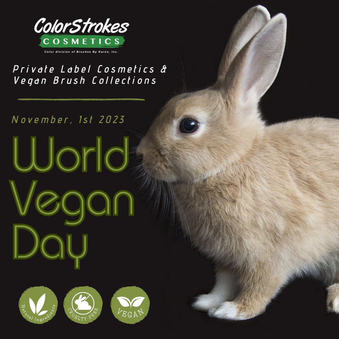 ColorstrokesMU's tweet image. Happy #WorldVeganDay!
Embrace the power of ✨natural and vegan✨ cosmetics, making a difference without compromise. 🌱🐰💚
.
.
.
.
.
.
#brushesbykaren #colorstrokescosmetics #worldveganday #vegancosmetics #crueltyfree #BBK #privatelabel #natural #organic