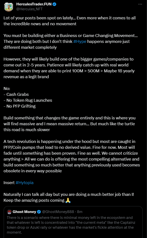 HerculesLegend's tweet photo. My current 2 cents on #Digital space and especially teams like @HYTOPIAgg ... I'm here to play long ball 

2025 &amp; beyond... Until then, more patience 🧘 https://t.co/6RQHEpqBqk