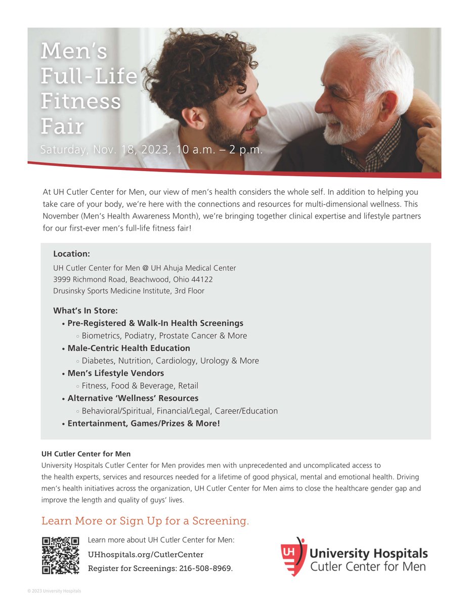 Saturday, 11/18, we're opening our doors to the men of Cleveland for our first-ever full-life fitness fair! <a href="/UHhospitals/">University Hospitals</a> clinical expertise meets lifestyle partners at this one-of-a-kind wellness event. 

Join us at our Ahuja flagship for #frescreenings &amp; so much more!