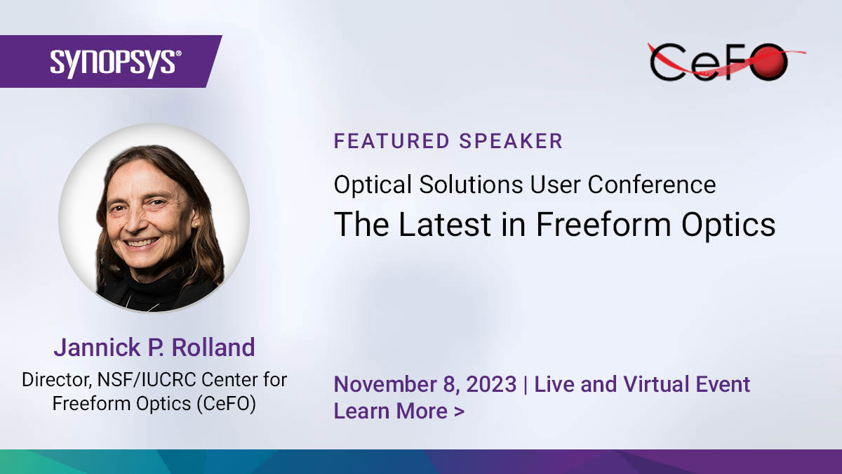 Just one week until our Optical User Conference! Don't miss Dr. Jannick P. Rolland's talk on the latest on #freeform #optics. Our application engineers will present  tips and tricks on design best practices and more. 

See the agenda and register now at: synopsys.com/optical-soluti…