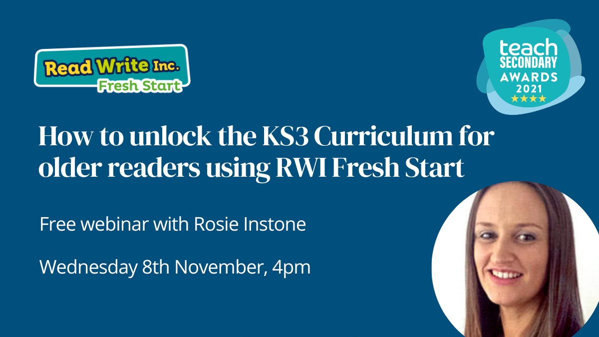 OUPSecondary's tweet photo. π Unlock the KS3 Curriculum with #ReadWriteIncFreshStart!β£β£
β£β£β£β£β£β£β£
Join Rosie Instone @RuthMiskinTraining & @LouisWilkesOUP to discover the benefits of Fresh Start and how it supports struggling readers in KS3.β£β£β£β£β£β£β£β£
β£β£
π Book now: https://t.co/gGaU2bO6jy https://t.co/9mM1KX2RHj