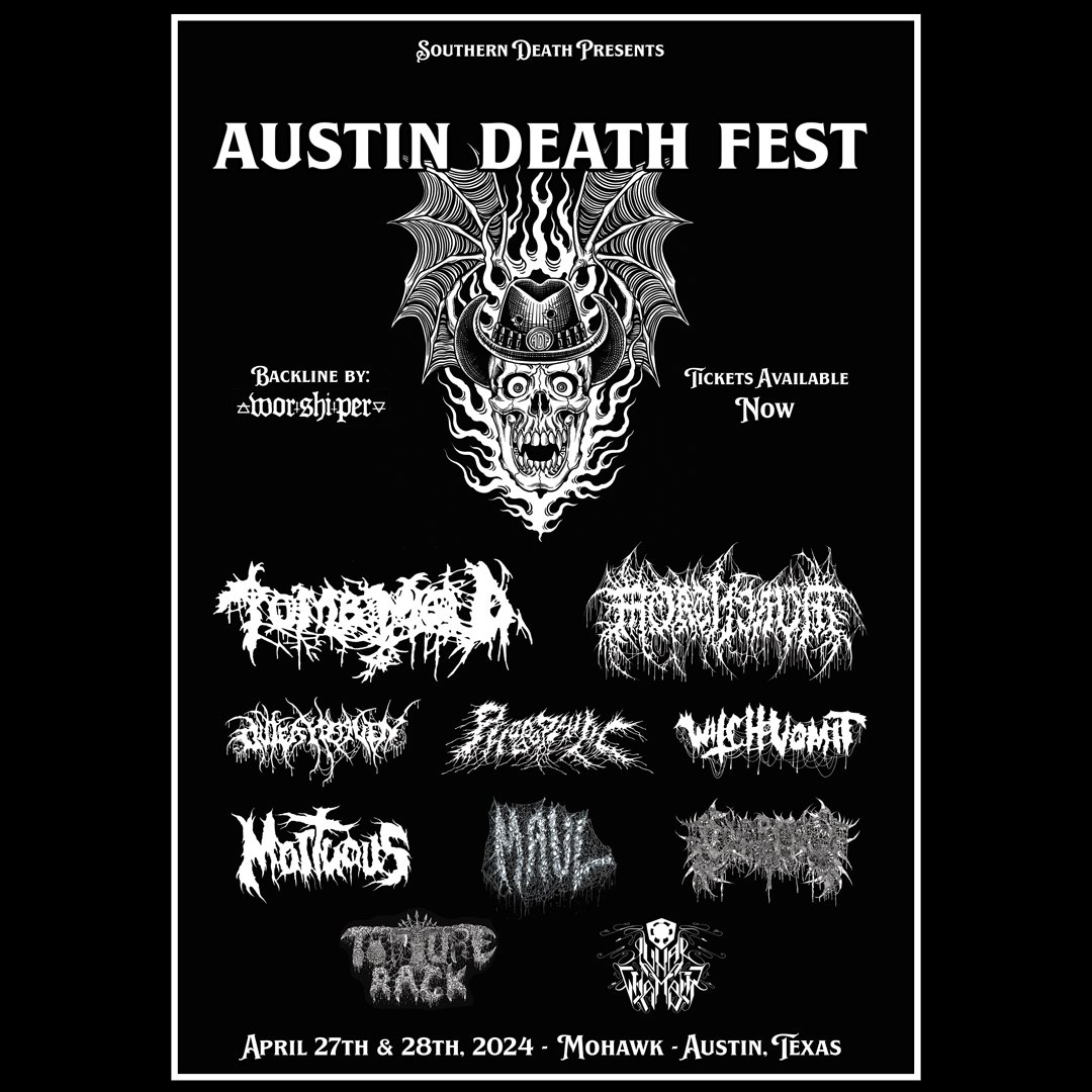 Second wave of bands announced!

Witch Vomit
Mortuous
Maul
Civerous
Torture Rack
And the live debut of Lunar Chamber

Get two day passes now:
bombch.us/DbgG