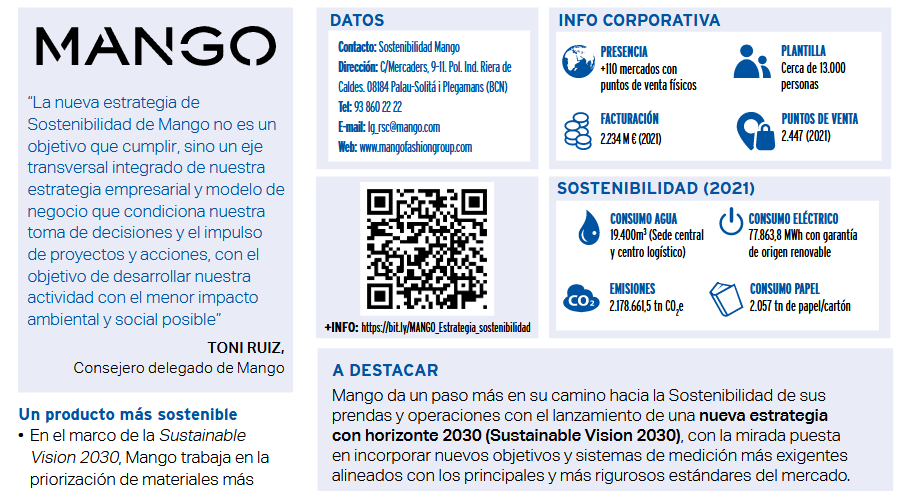 Corresponsables's tweet photo. En el marco de la ‘Sustainable Vision 2030’, @Mango trabaja en materiales más #sostenibles y diseño con circularidad con el objetivo de que en 2030 el 100% de las fibras en sus prendas sean más #sostenibles o #recicladas. En #AnuarioCorresponsables2023 👉 https://t.co/qEHgdFMmfo https://t.co/CMuRYFfubQ