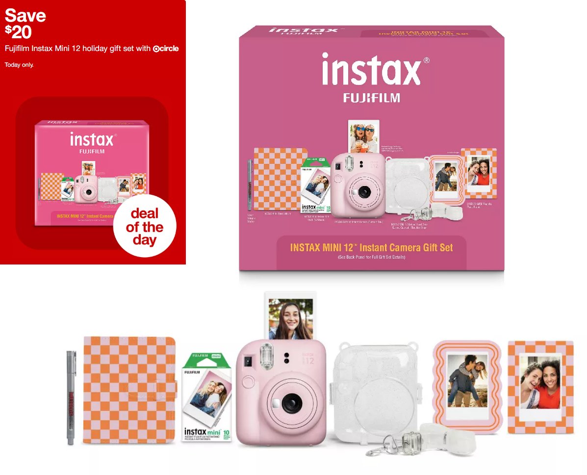 Instax Mini 12 Holiday Bundle - Pink