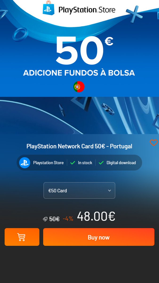 50€ PlayStation Store Gift Card PSN Portugal [Código Digital