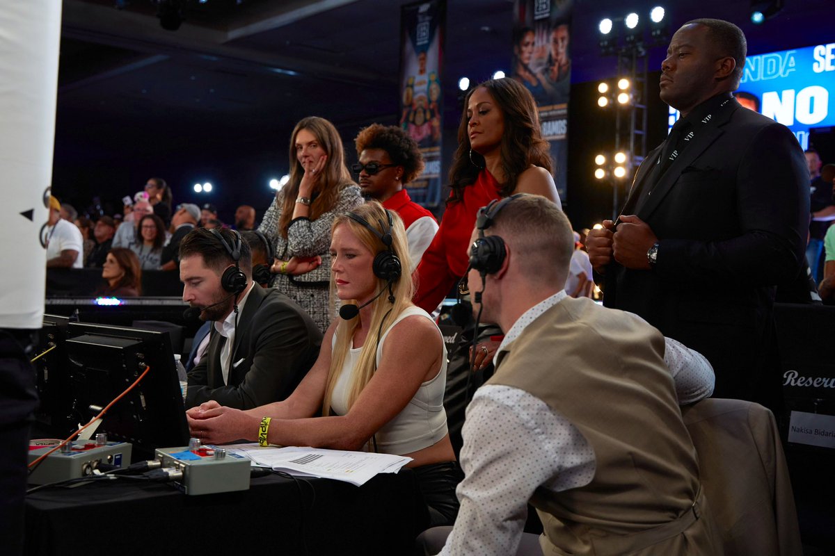 This photo is blowing my mind On the call for Amanda Serrano’s historic fight with Holly Holm and Laila Ali. Greatness.