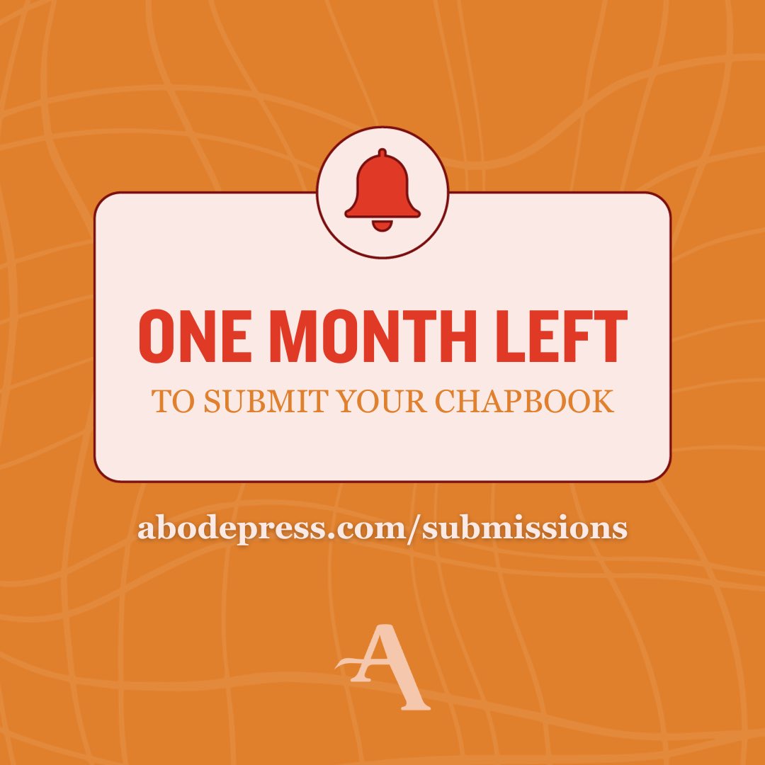 AbodePress's tweet image. Time is flying by for our first-ever reading period!😱

Send in your fiction, hybrid, and poetry chapbook manuscripts by November 30th to be considered for publication by us. We can’t wait to see what other magic will appear in our Submittable! 

Submit: 

abodepress.submittable.com/submit