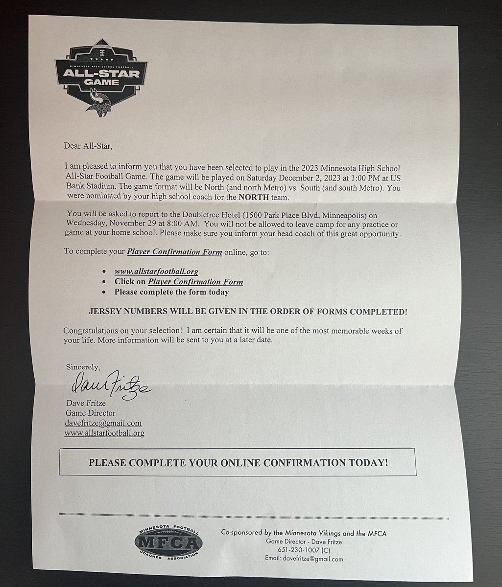 Extremely blessed to be selected to the 2023 Minnesota All-State team! <a href="/PolarsFB/">MplsNorthFB</a>