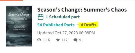 WARNING! There are just a few left to publish. Look for the latest episode Friday at 6pm CST on @wattpad #SeasonsChange #SummersChaos #soon