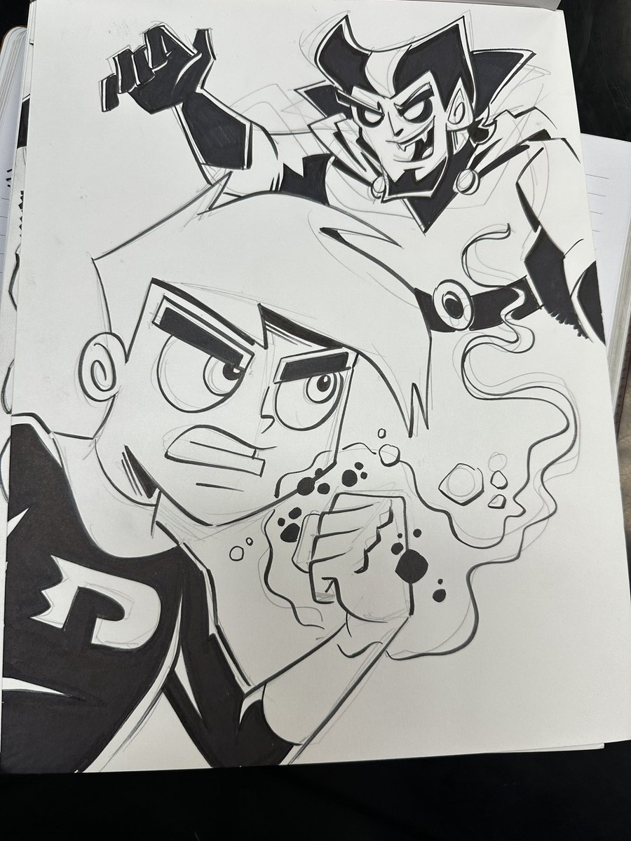 FairlyOddFather's tweet photo. Danny &amp; Vlad. Ink on paper. #DannyPhantom #butchhartmandraws https://t.co/qnnesoRkwx