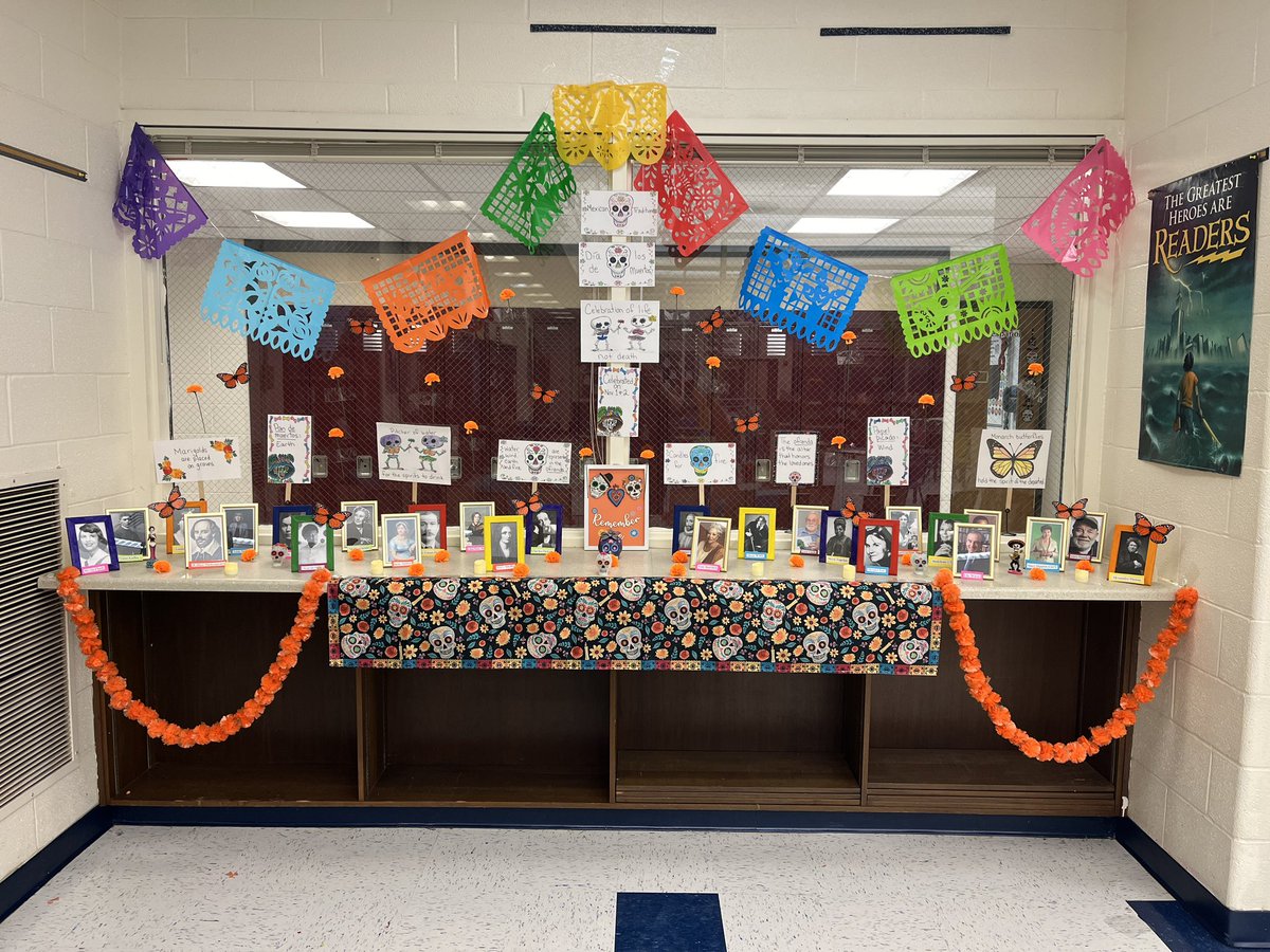 LibraryMESMS's tweet image. Dia de los Muertos is celebrated in Mexico (as well as some other parts of the world!) to honor those who have died. We have a cultural display in the library with some of our favorite authors to learn more about this traditional holiday! @MESMSHorowitz