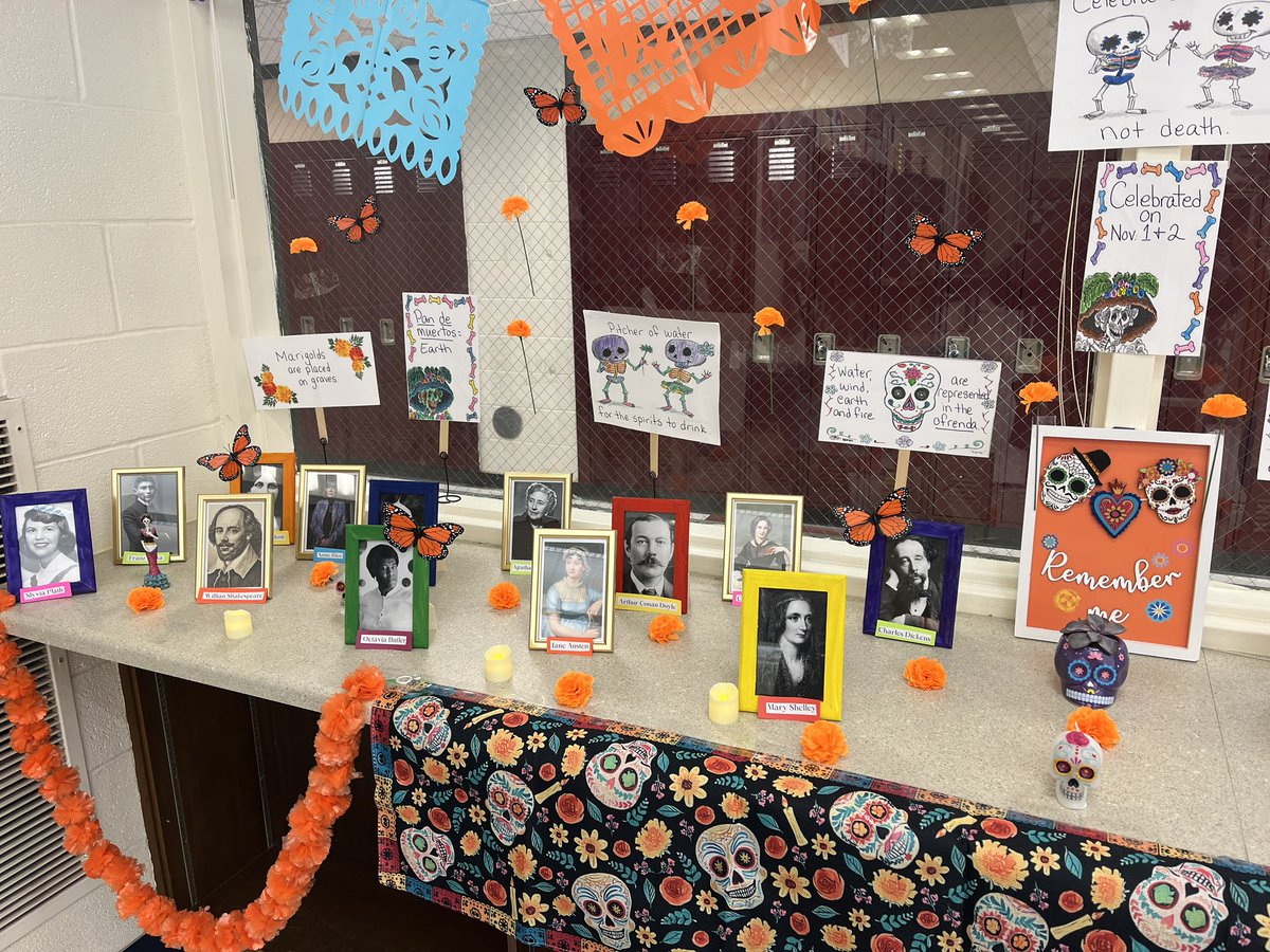 LibraryMESMS's tweet image. Dia de los Muertos is celebrated in Mexico (as well as some other parts of the world!) to honor those who have died. We have a cultural display in the library with some of our favorite authors to learn more about this traditional holiday! @MESMSHorowitz
