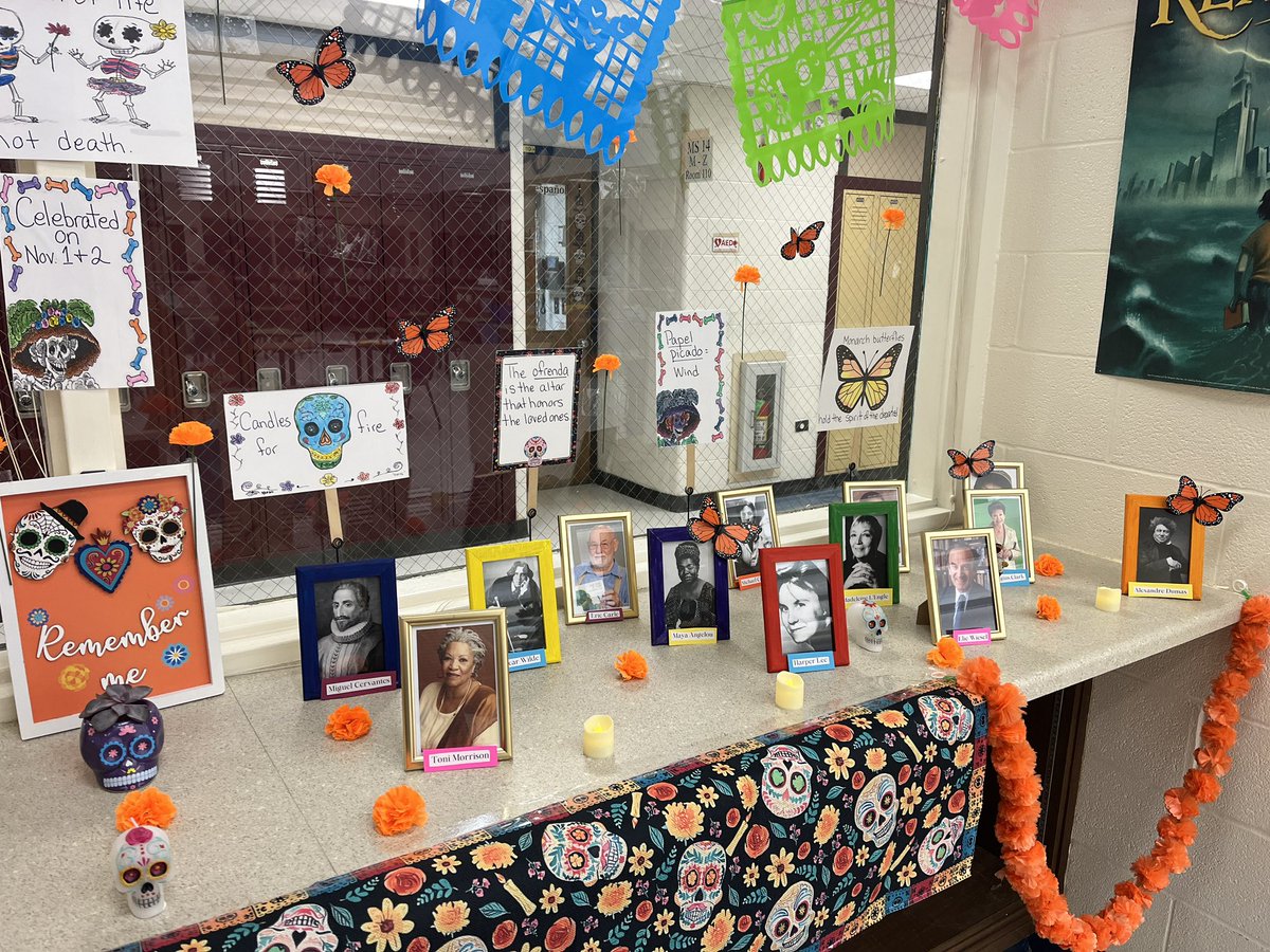 LibraryMESMS's tweet image. Dia de los Muertos is celebrated in Mexico (as well as some other parts of the world!) to honor those who have died. We have a cultural display in the library with some of our favorite authors to learn more about this traditional holiday! @MESMSHorowitz